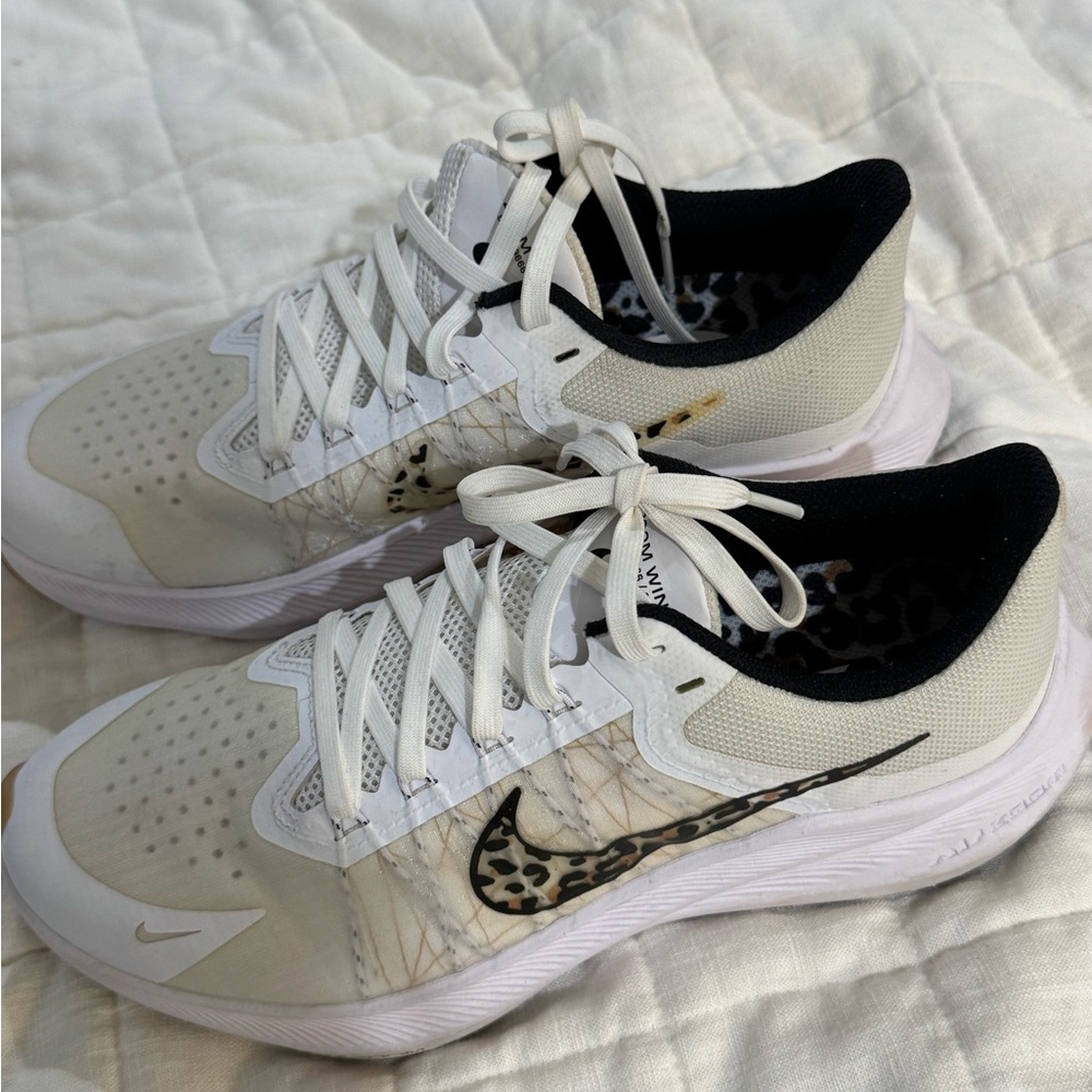 Nike Women's White and Leopard Print Sneakers